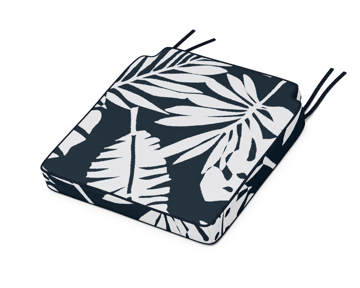 POLYWOOD Acadia Dining Side Seat Cushion in Leaf Marine Indigo