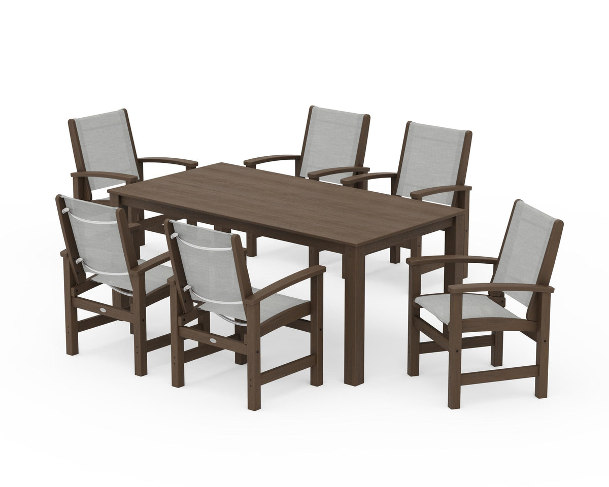 POLYWOOD Coastal 7-Piece Parsons Dining Set in Kona / Metallic
