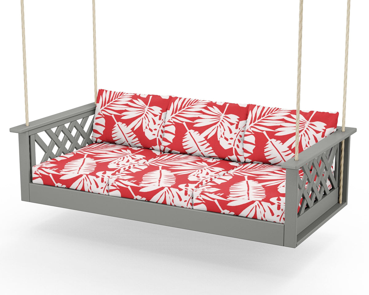 POLYWOOD Wovendale Daybed Swing in Slate Grey / Leaf Crimson