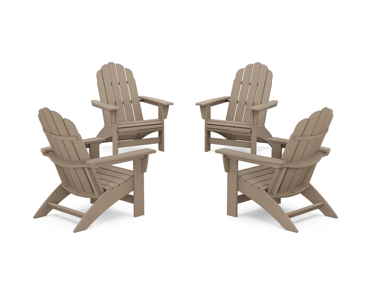 POLYWOOD 4-Piece Vineyard Grand Adirondack Chair Conversation Set in Vintage Sahara