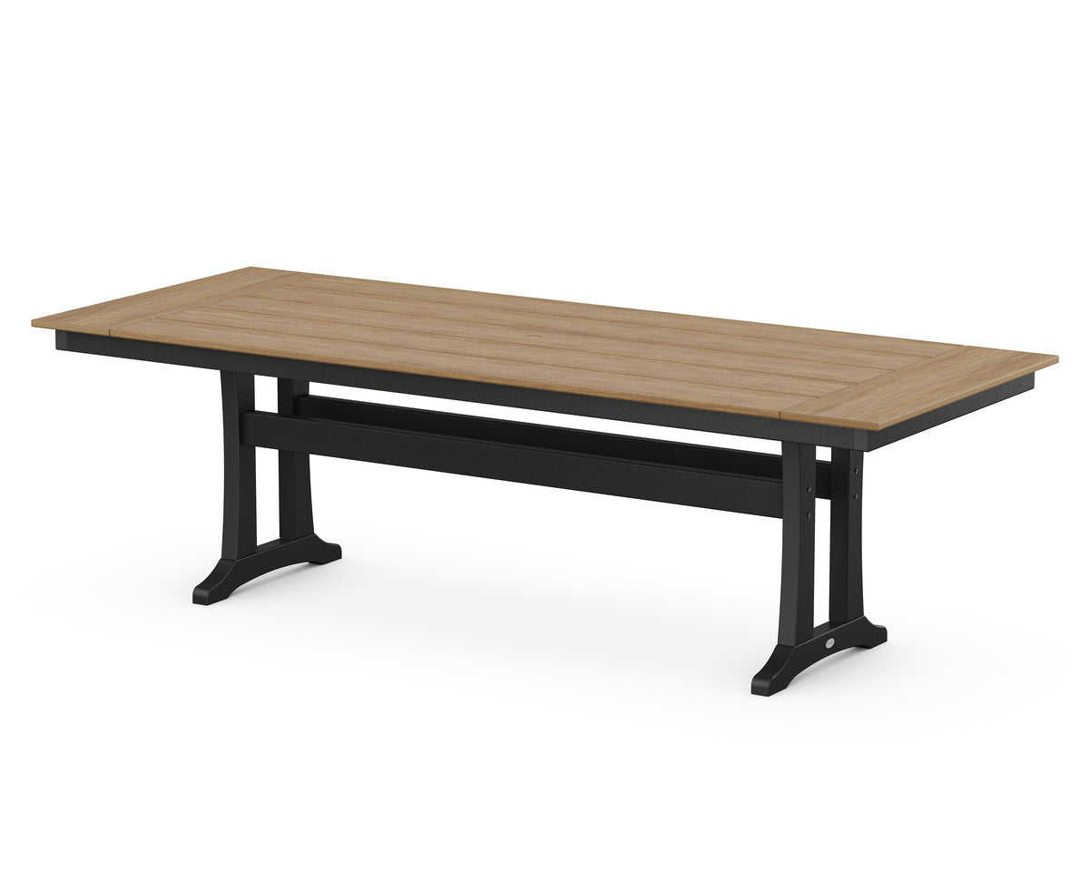 POLYWOOD Farmhouse Trestle 38" x 96" Dining Table in Black / Natural