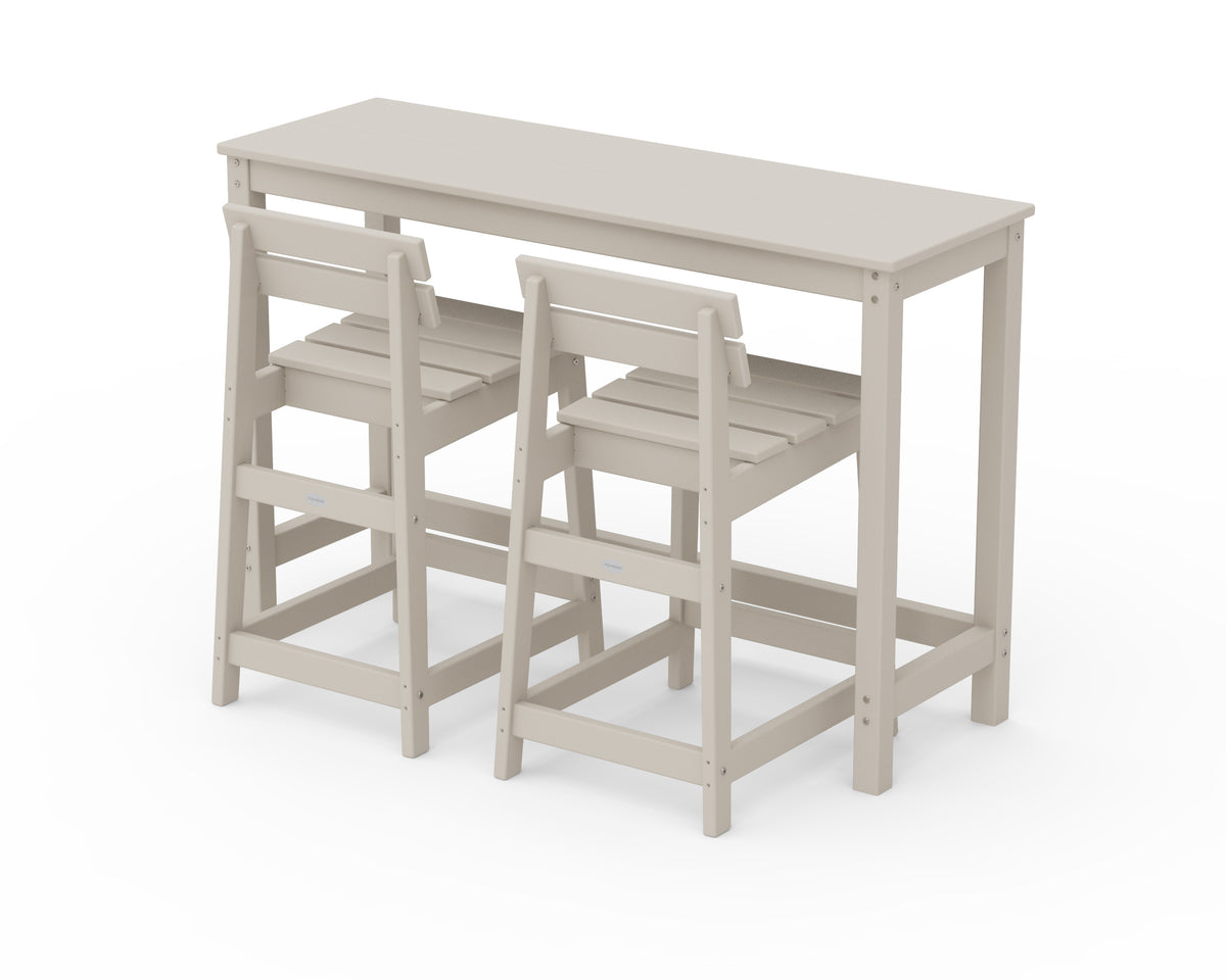 POLYWOOD Modern Studio Plaza Lowback Counter Chair 3-Piece Balcony Set in Sand