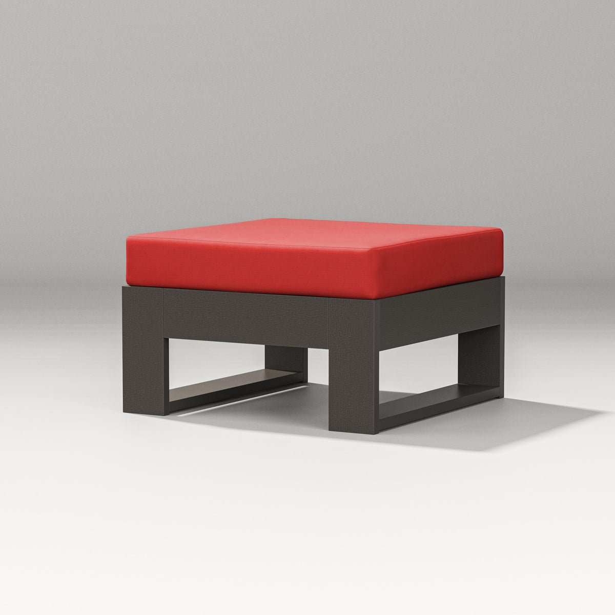 POLYWOOD Latitude Lounge Ottoman in Vintage Coffee / Crimson Linen