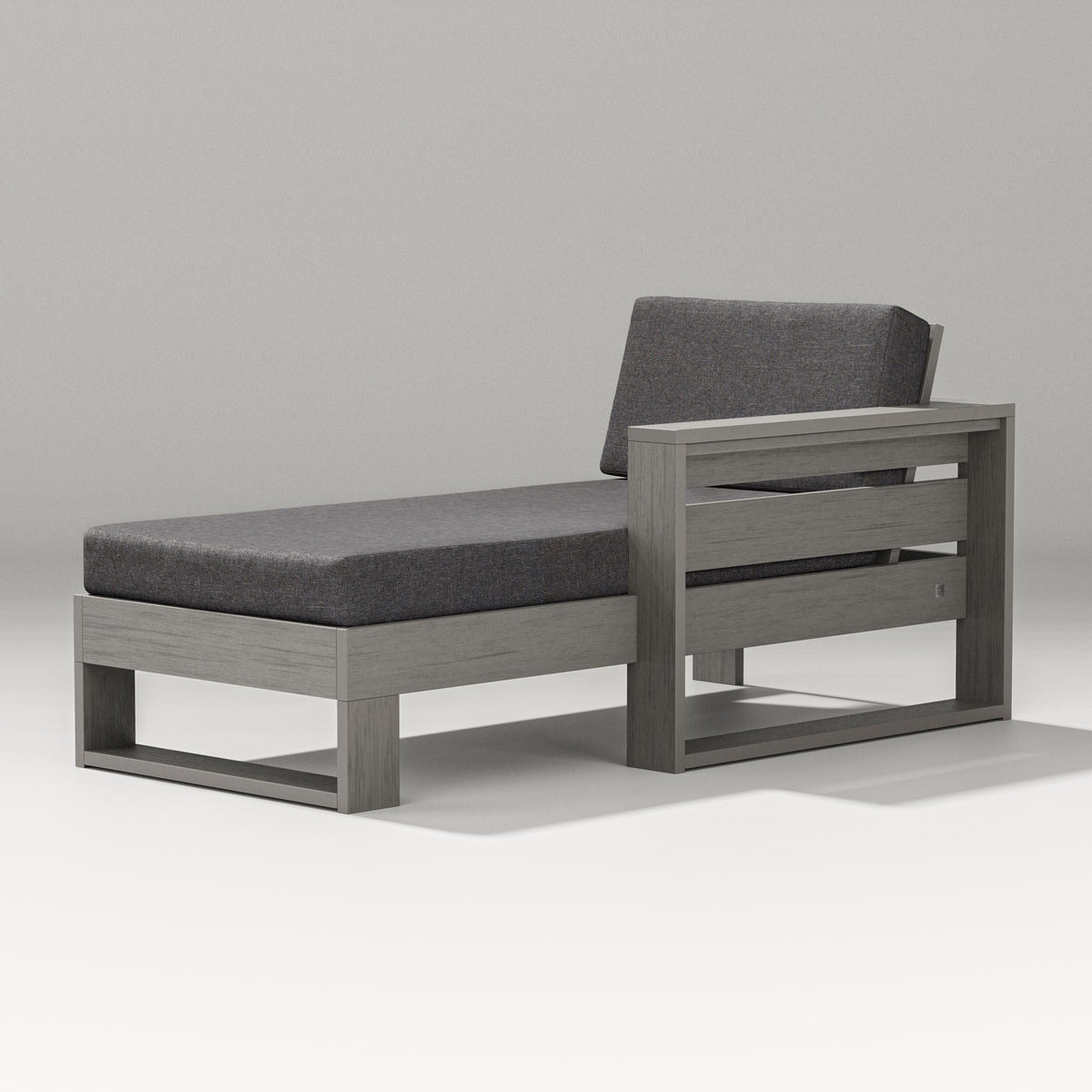 POLYWOOD Latitude Modular Right Arm Chaise in Driftwood / Ash Charcoal