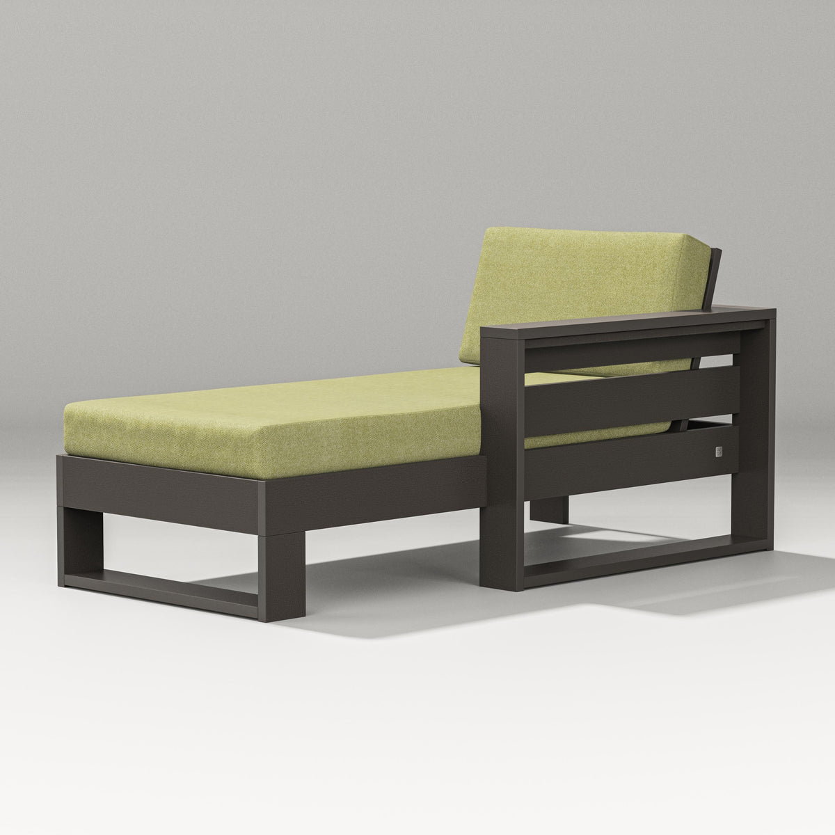 POLYWOOD Latitude Modular Right Arm Chaise in Vintage Coffee / Chartreuse Boucle