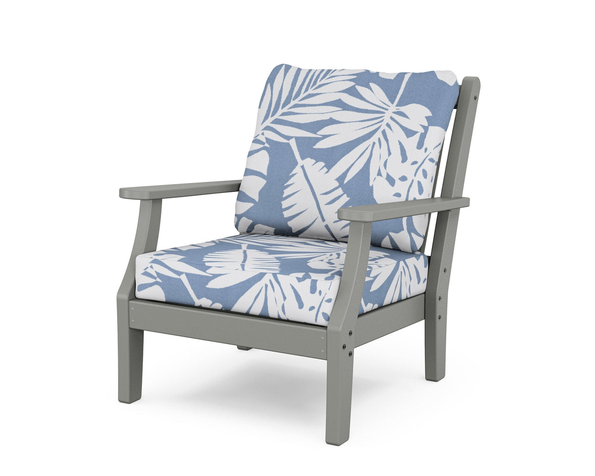 POLYWOOD Wovendale Deep Seating Chair in Slate Grey / Leaf Sky Blue
