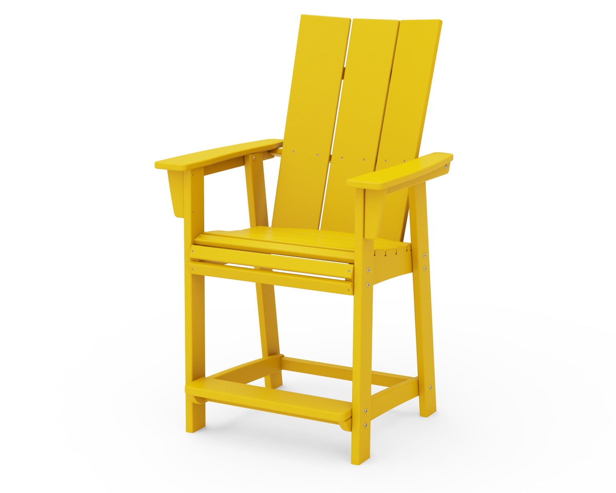 POLYWOOD Modern Curveback Adirondack Counter Chair in Lemon