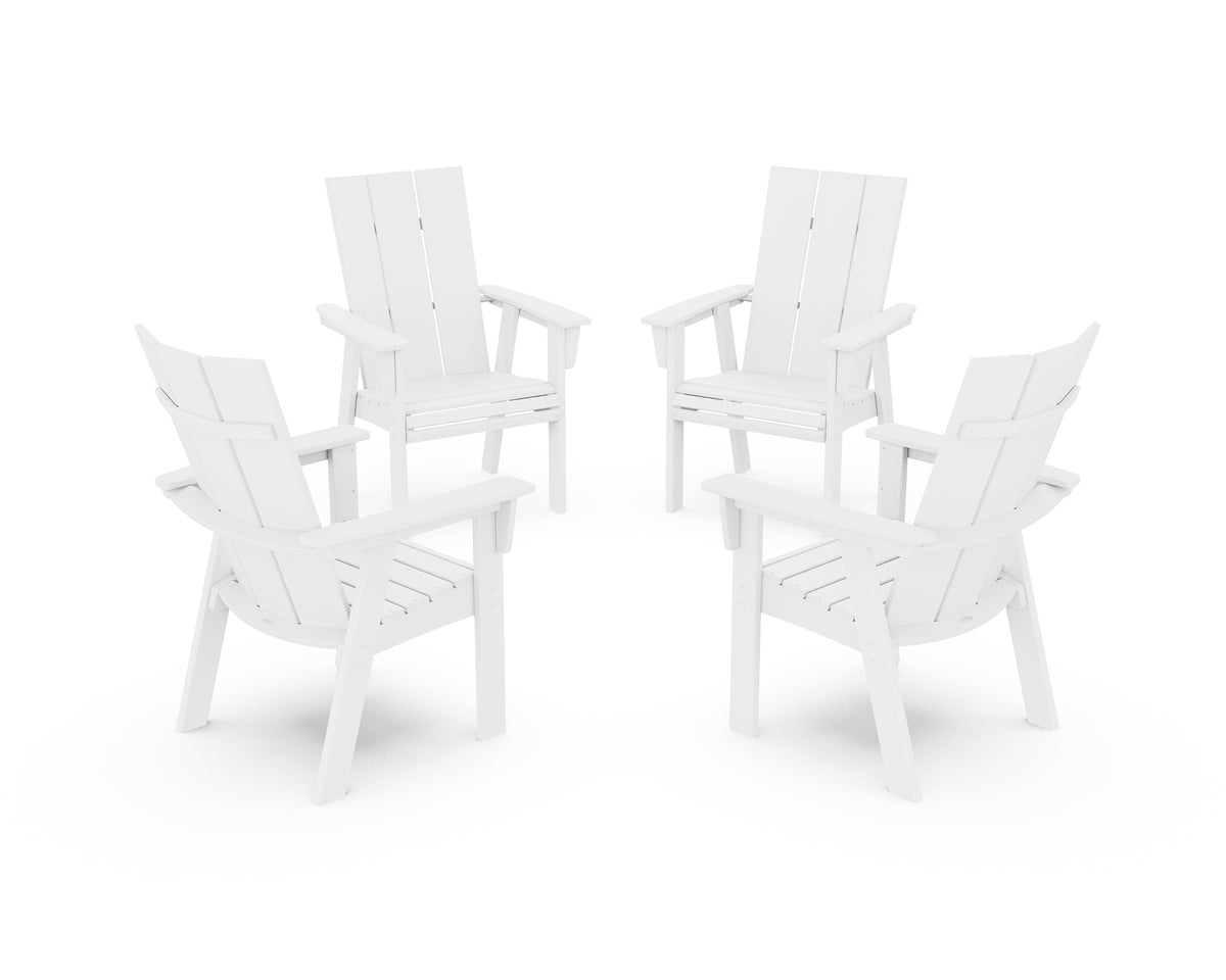 POLYWOOD Modern 4-Piece Curveback Upright Adirondack Conversation Set in White