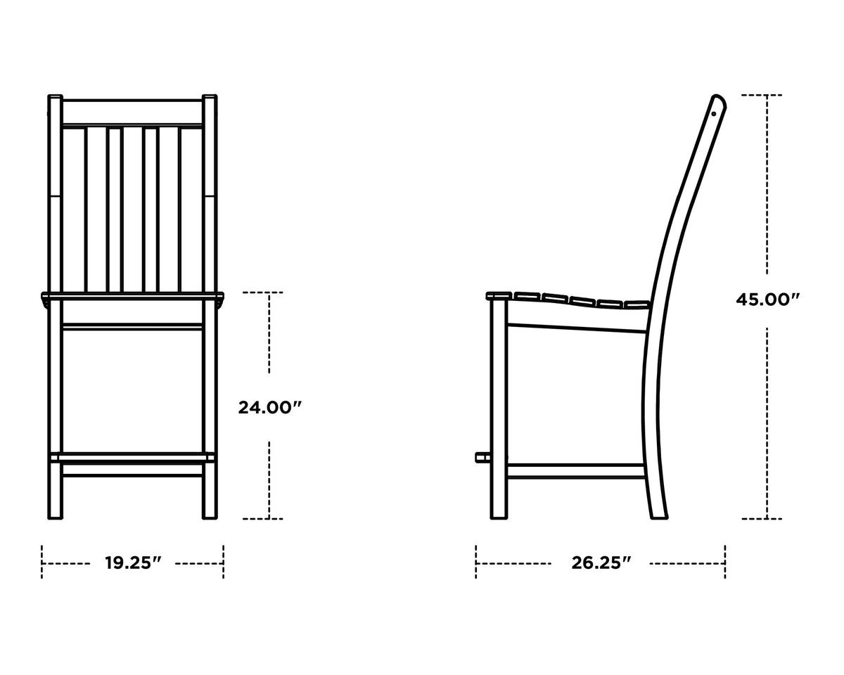POLYWOOD Vineyard Counter Side Chair dimensions