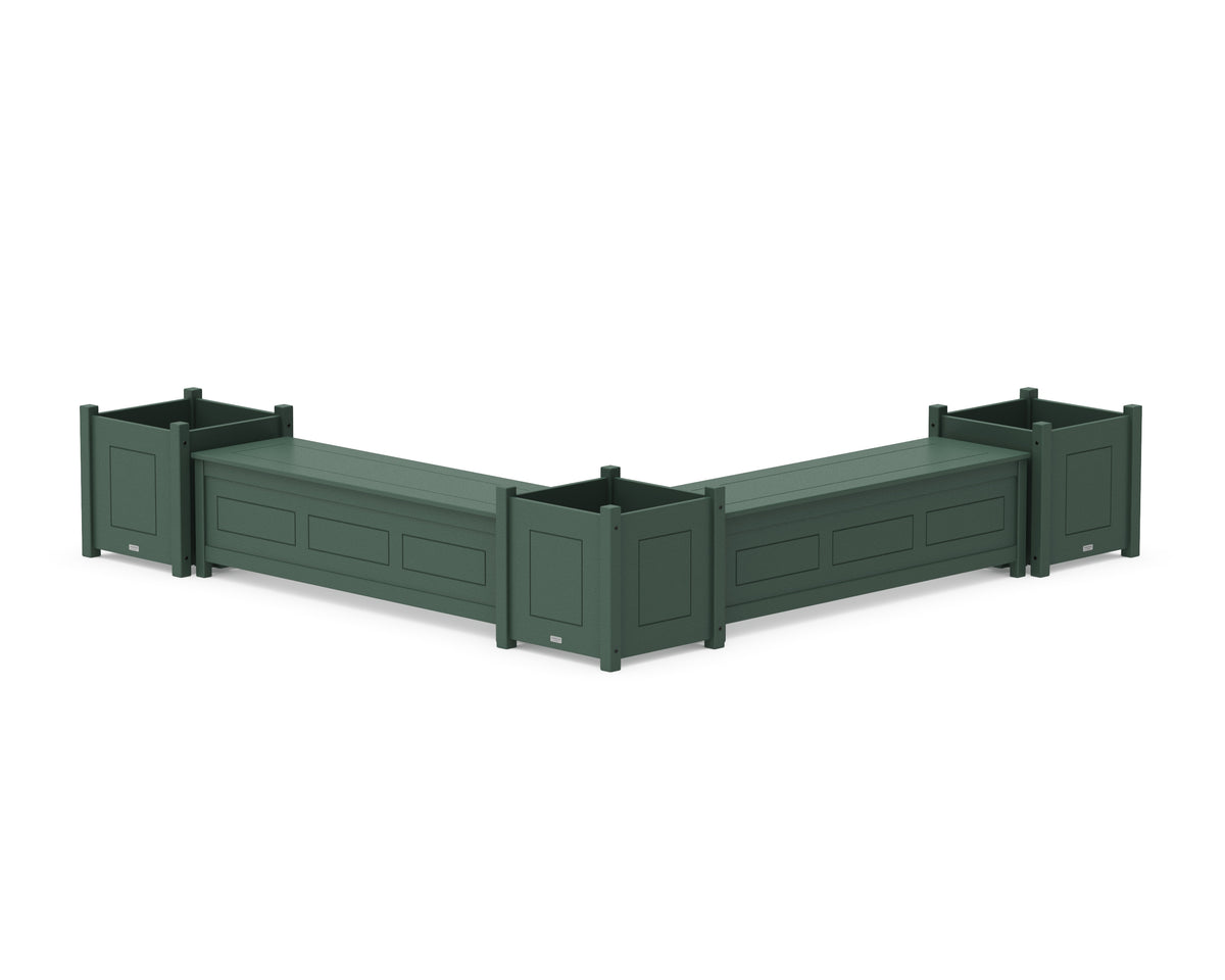 POLYWOOD 60" Country Living L-Shaped Planter Storage Bench Corner Set - Large in Green