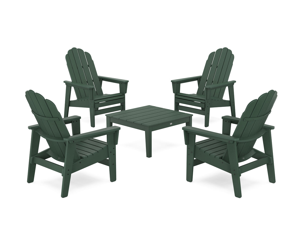 POLYWOOD 5-Piece Vineyard Grand Upright Adirondack Chair Conversation Group in Green