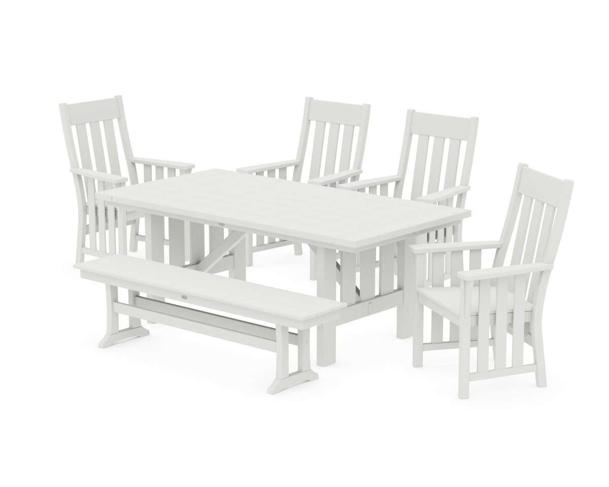 POLYWOOD Acadia 6-Piece Dining Set with Bench in Vintage White