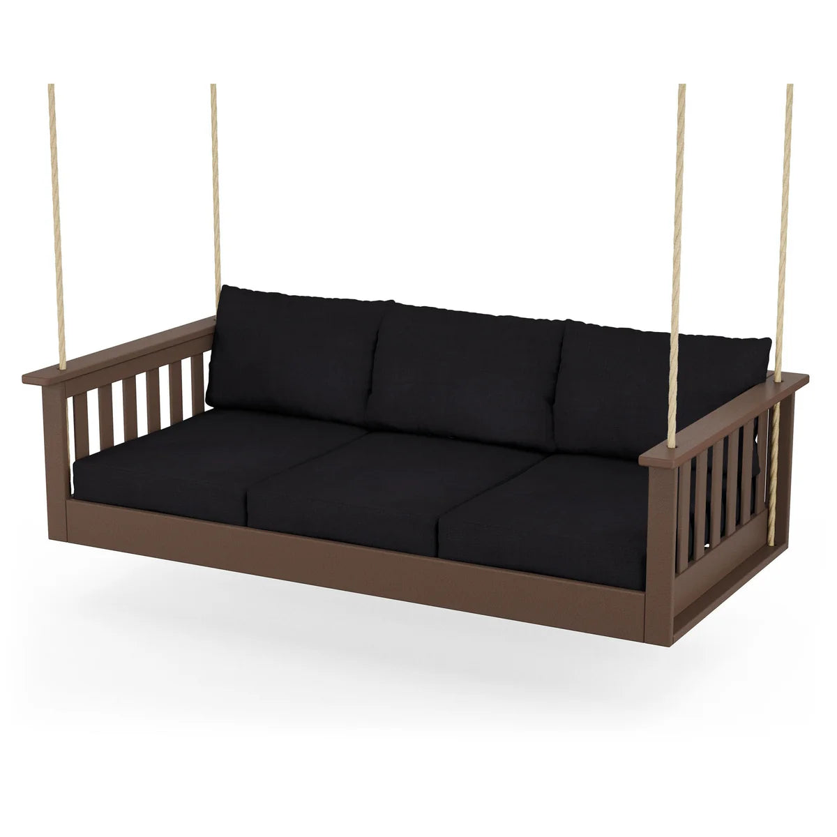 POLYWOOD Vineyard Daybed Swing in Mahogany / Midnight Linen