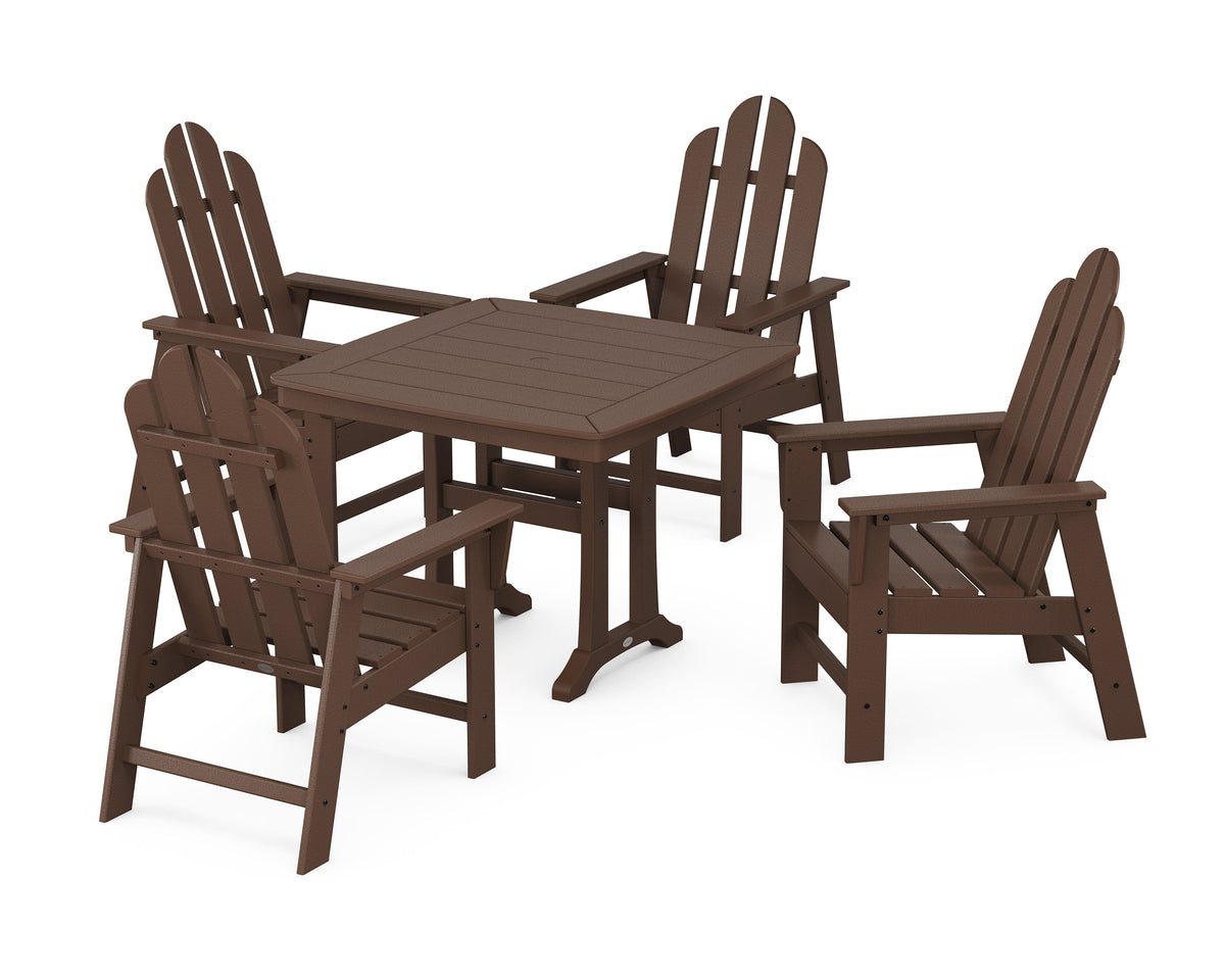 POLYWOOD Long Island 5-Piece Dining Set with Trestle Legs - 37" Table in Mahogany