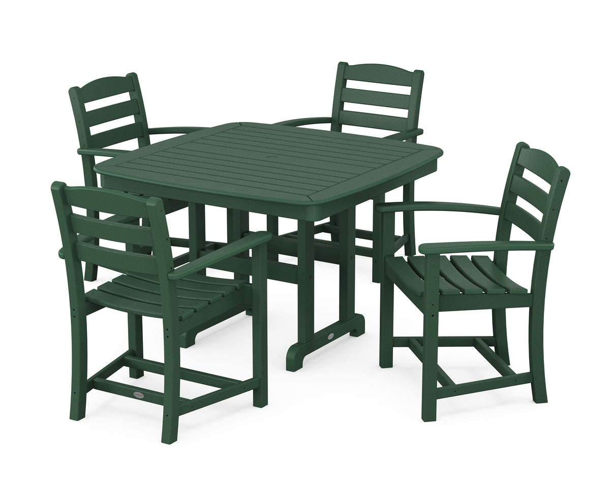POLYWOOD La Casa Café 5-Piece Dining Set with Trestle Legs - 44" Table in Green