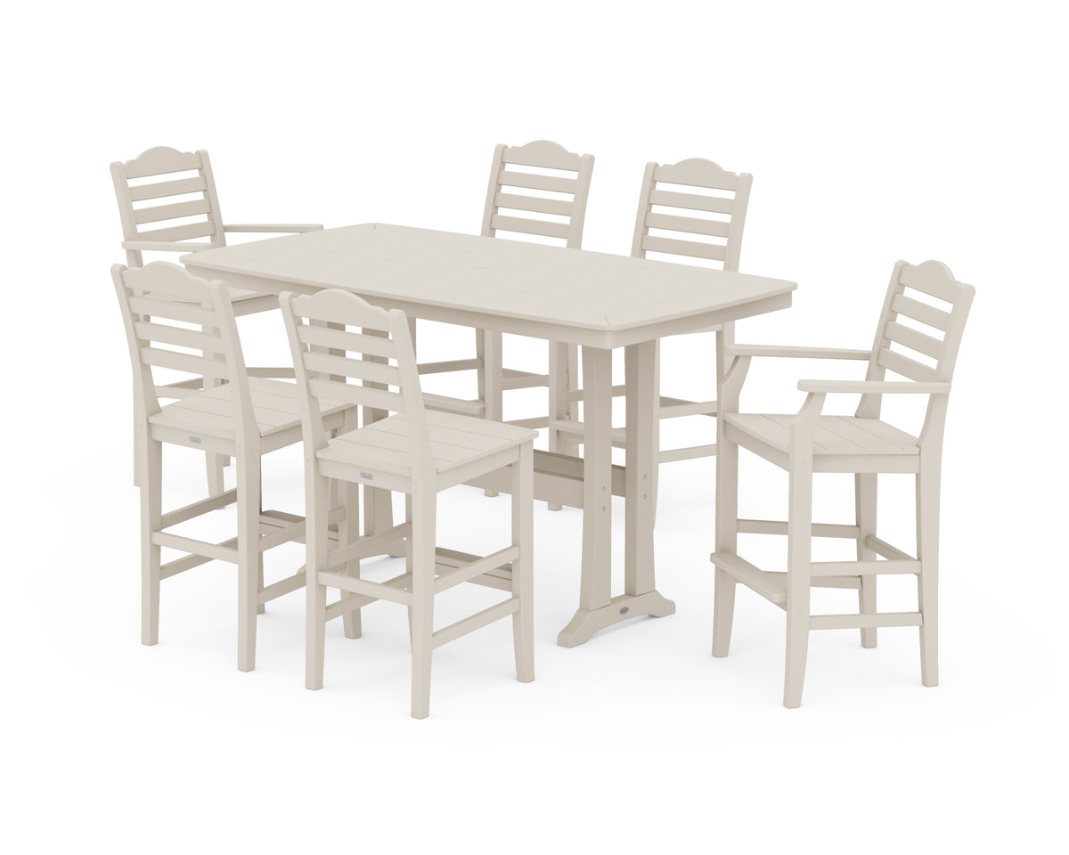 POLYWOOD Savannah 7-Piece Bar Set with Trestle Legs in Sand