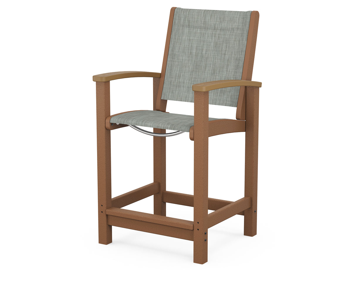 POLYWOOD Coastal Counter Chair in Teak / Natural / Birch