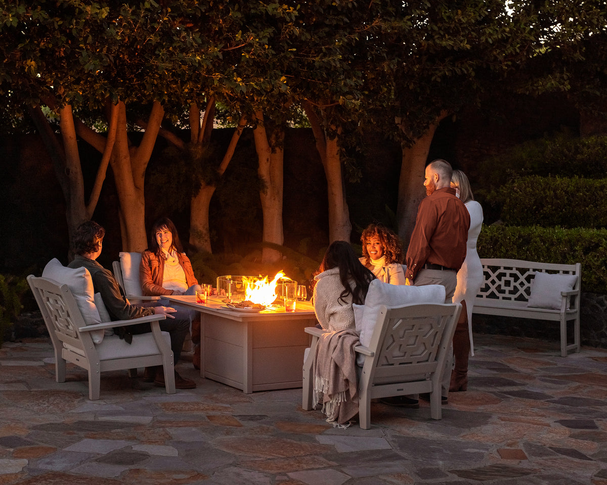 POLYWOOD Square 42" Fire Pit Table in an outdoor setting (3)