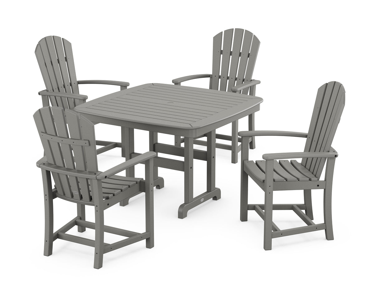POLYWOOD Palm Coast 5-Piece Dining Set with Trestle Legs - 44" Table in Slate Grey