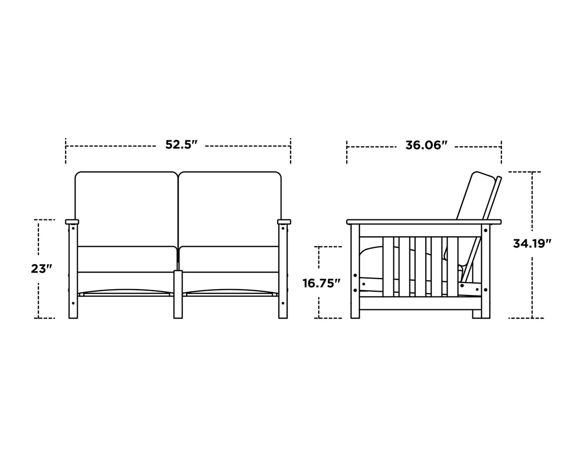 POLYWOOD Club Mission Loveseat dimensions