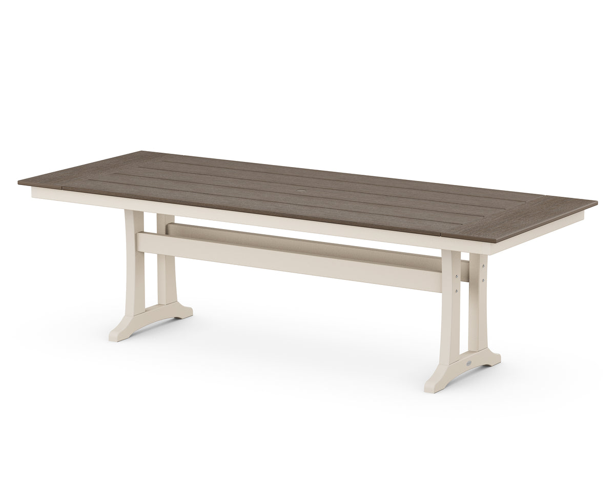 POLYWOOD Farmhouse Trestle 38" x 96" Dining Table in Sand / Kona
