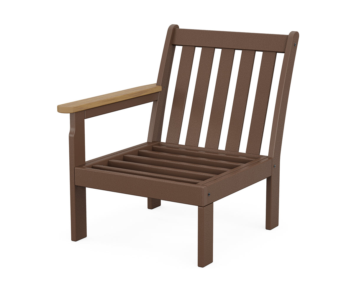 POLYWOOD Vineyard Modular Left Arm Chair Frame in Mahogany / Natural