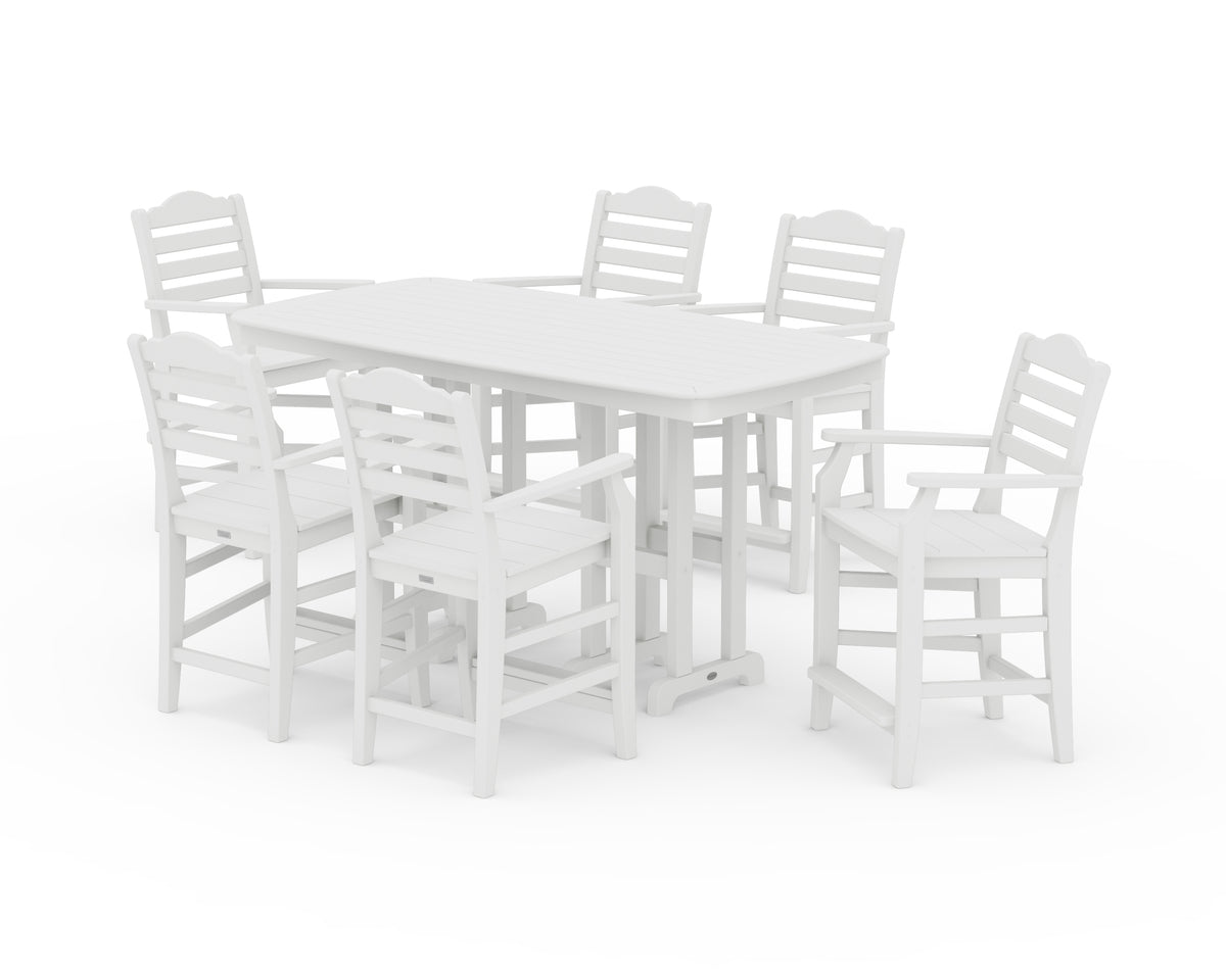 POLYWOOD Savannah Arm Chair 7-Piece Counter Set in White