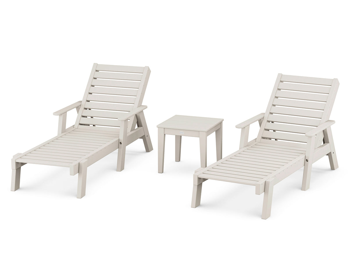 POLYWOOD Captain Chaise 3-Piece Set with Arms in Sand