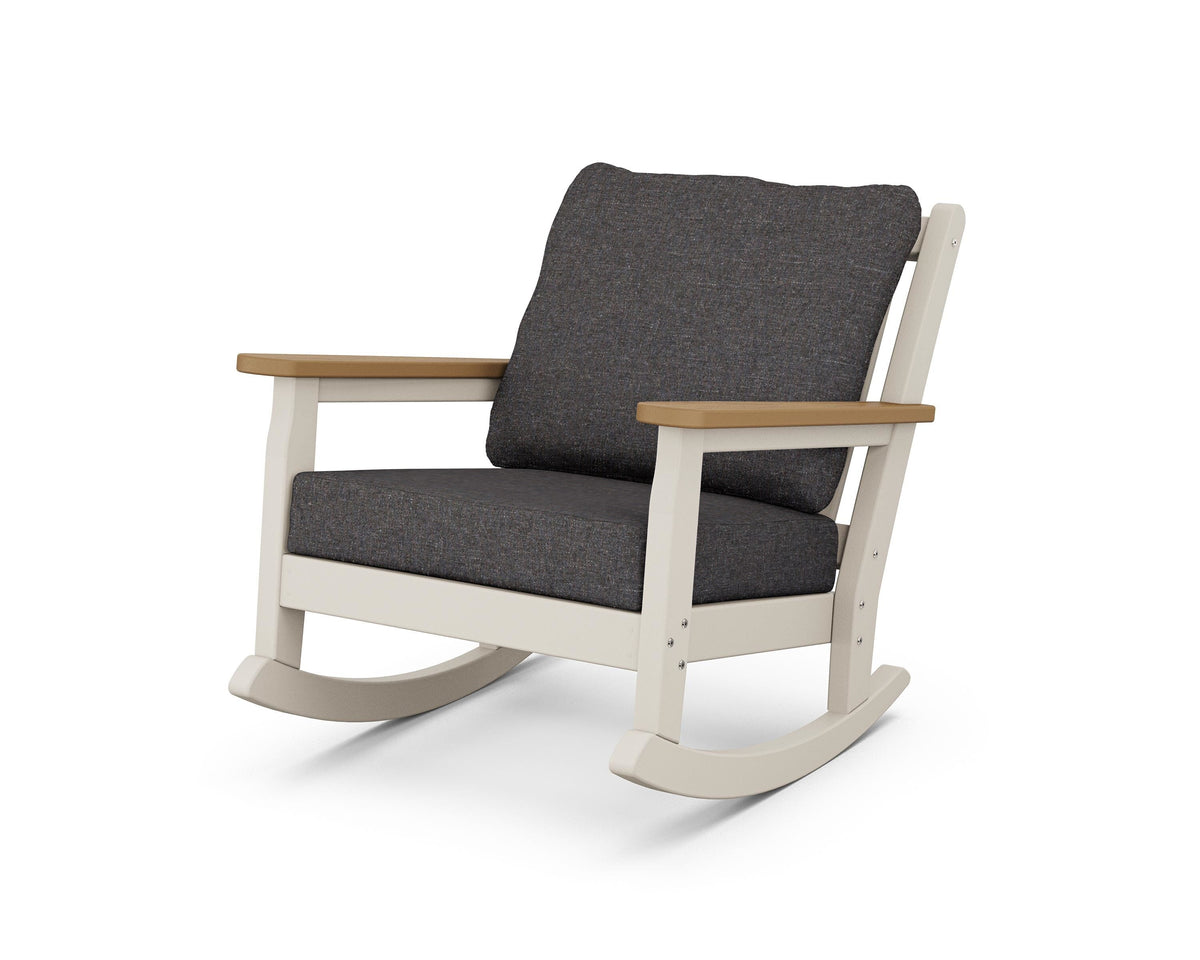 POLYWOOD Chippendale Deep Seating Rocking Chair in Sand / Natural / Ash Charcoal