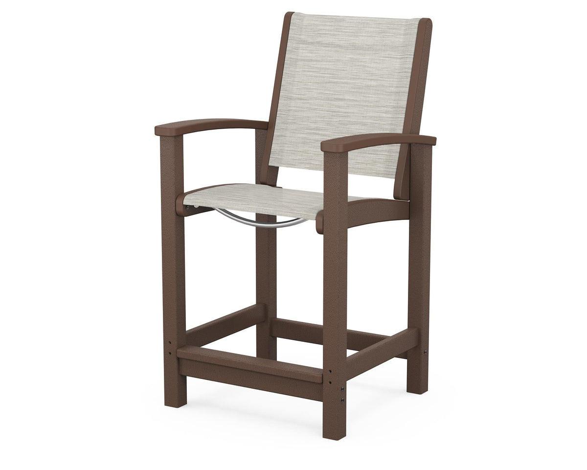 POLYWOOD Coastal Counter Chair in Mahogany / Birch