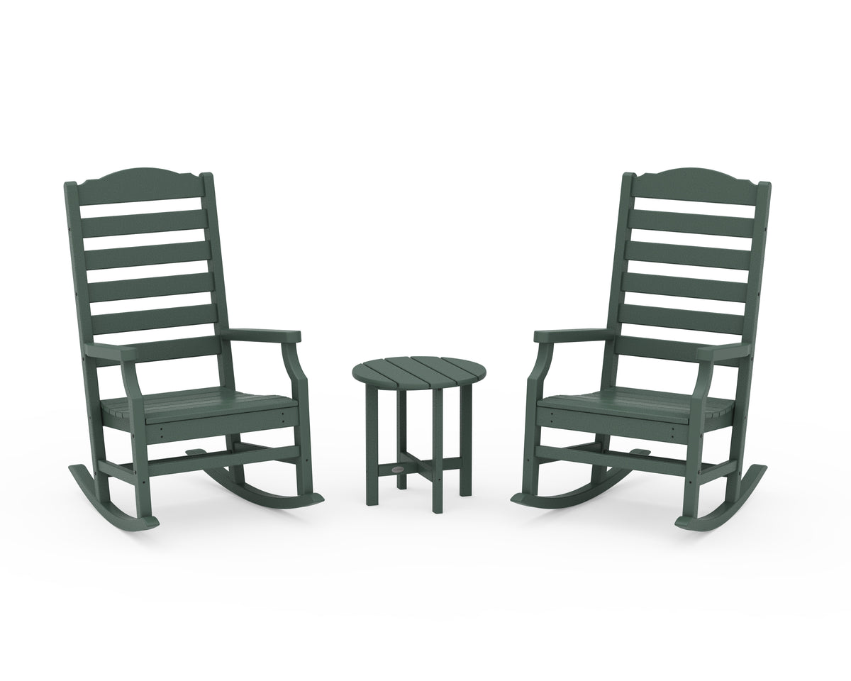 POLYWOOD Savannah 3-Piece Rocking Chair Set in Green