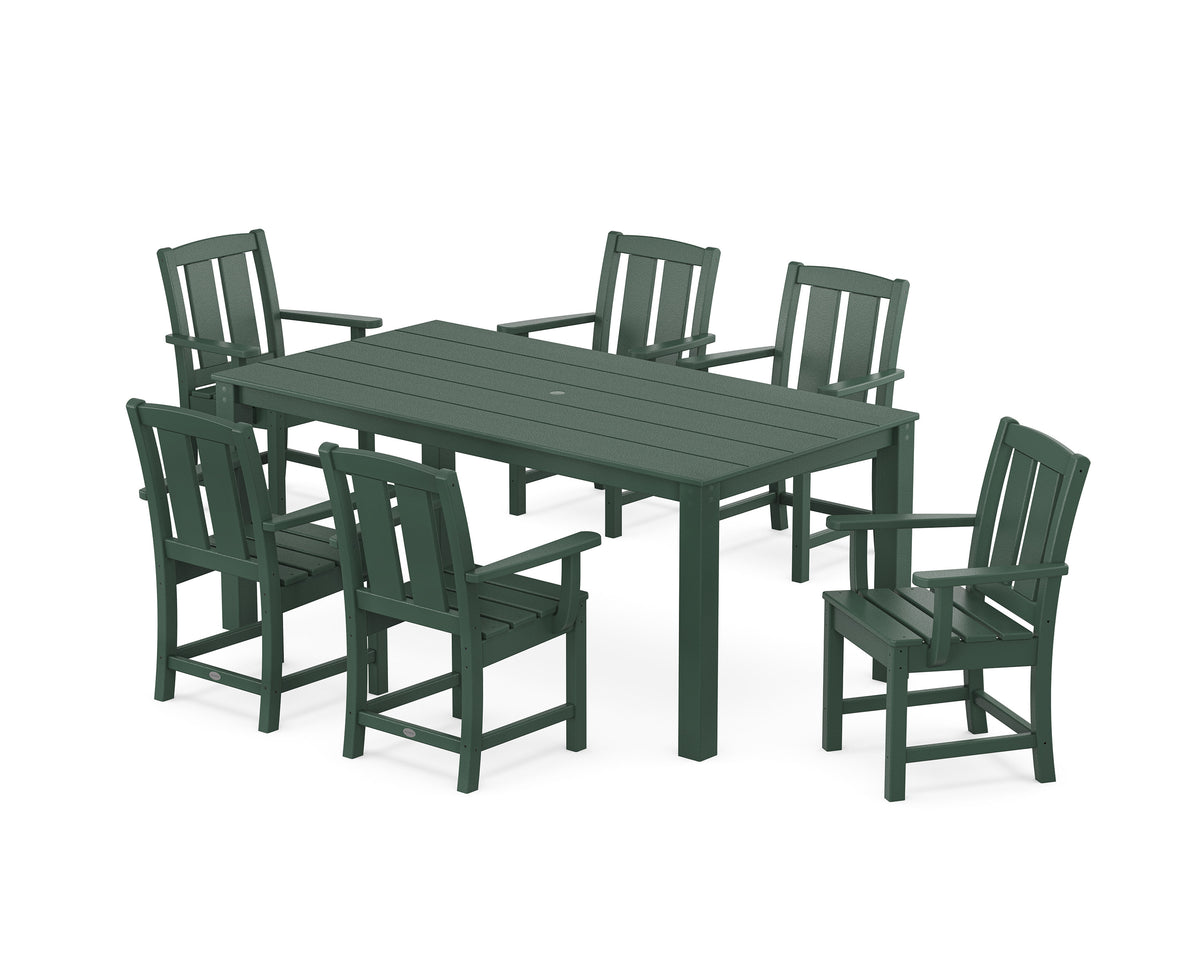 POLYWOOD Mission Arm Chair 7-Piece Parsons Dining Set in Green