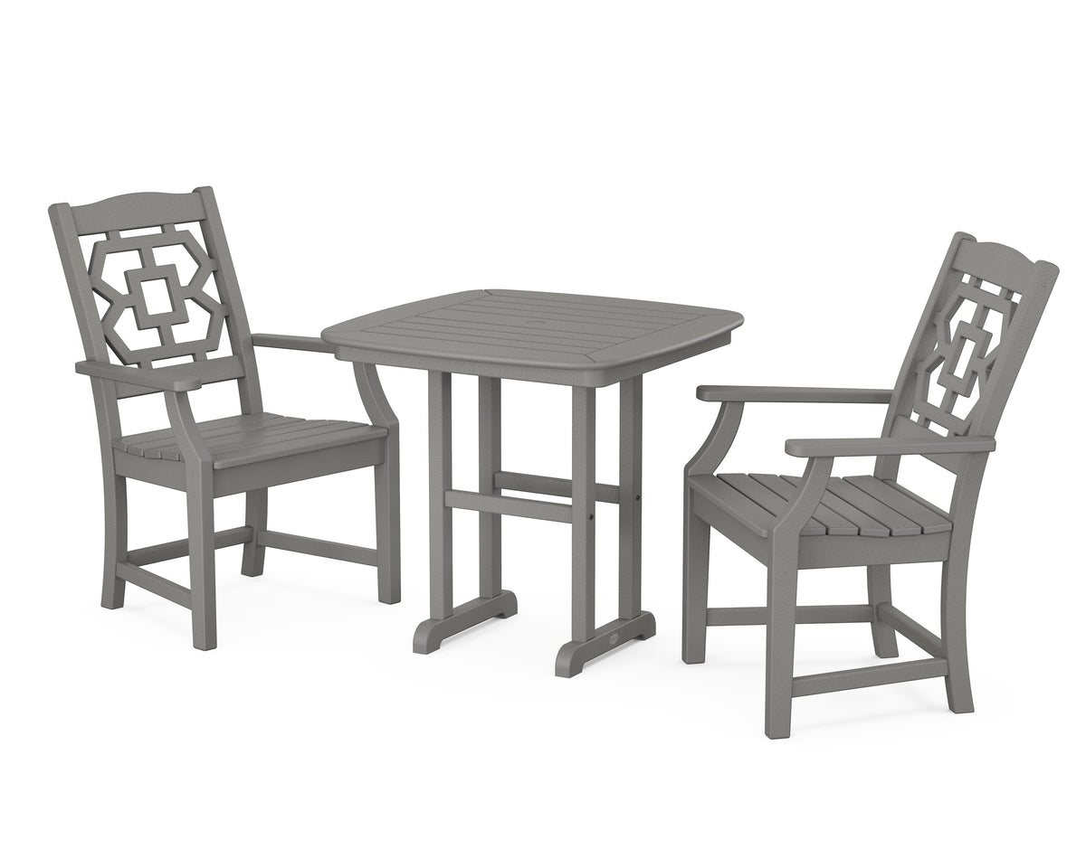 POLYWOOD Chinoiserie 3-Piece Dining Set in Slate Grey