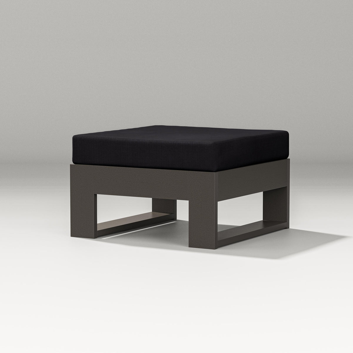 POLYWOOD Latitude Lounge Ottoman in Vintage Coffee / Midnight Linen
