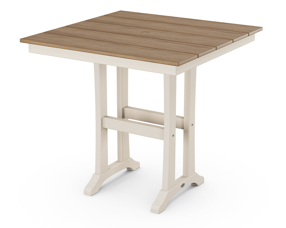 POLYWOOD Farmhouse Trestle 37" Counter Table in Sand / Natural