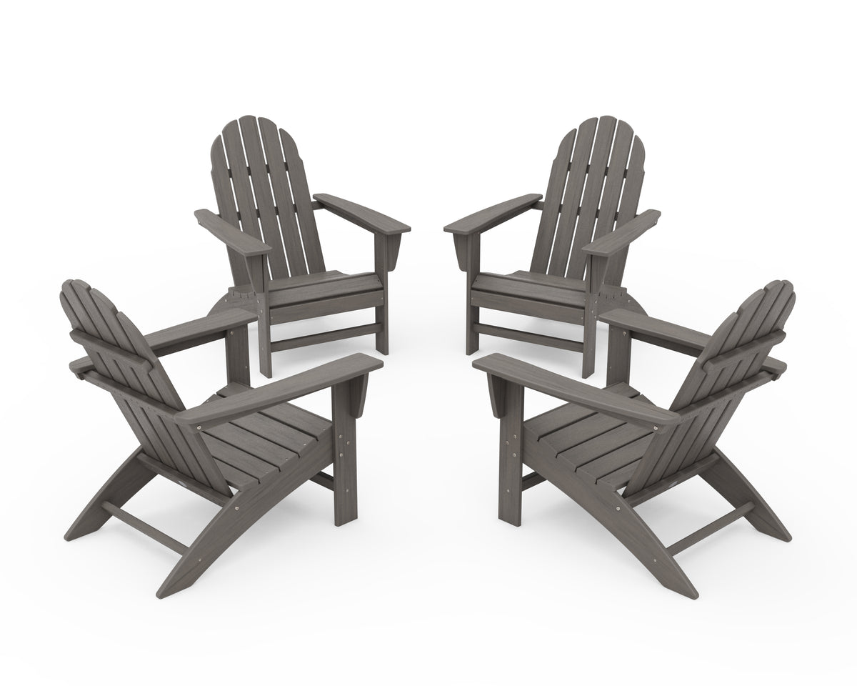 POLYWOOD Vineyard 4-Piece Adirondack Conversation Set in Driftwood