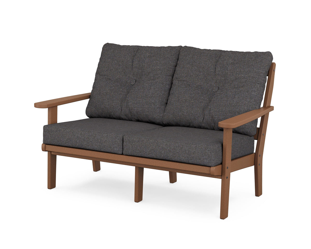POLYWOOD Mission Deep Seating Loveseat in Teak / Ash Charcoal