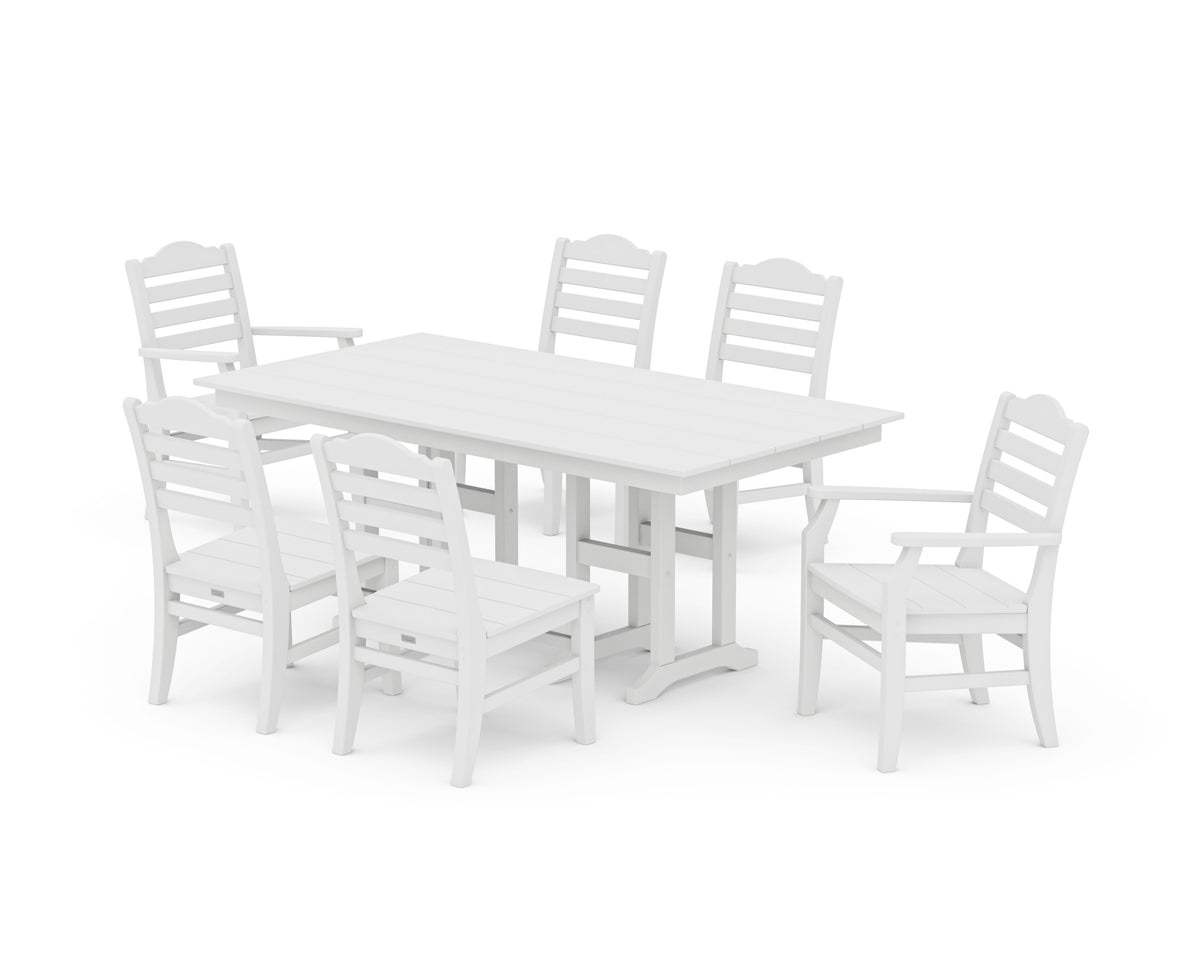 POLYWOOD Savannah 7-Piece Farmhouse Dining Set in White