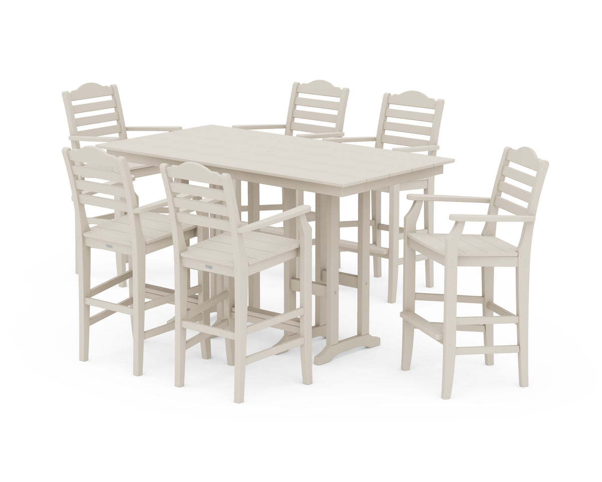 POLYWOOD Savannah Arm Chair 7-Piece Farmhouse Bar Set in Sand
