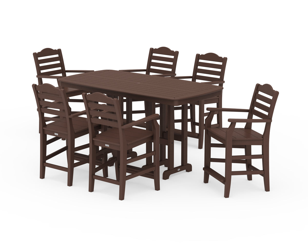 POLYWOOD Savannah Arm Chair 7-Piece Counter Set in Mahogany