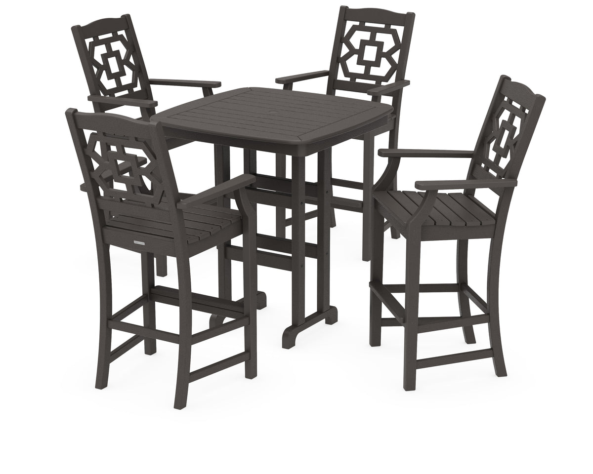 POLYWOOD Chinoiserie 5-Piece Bar Set in Vintage Coffee