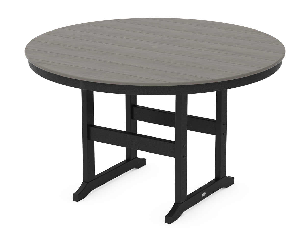 POLYWOOD 60" Round Farmhouse Counter Table in Black / Driftwood