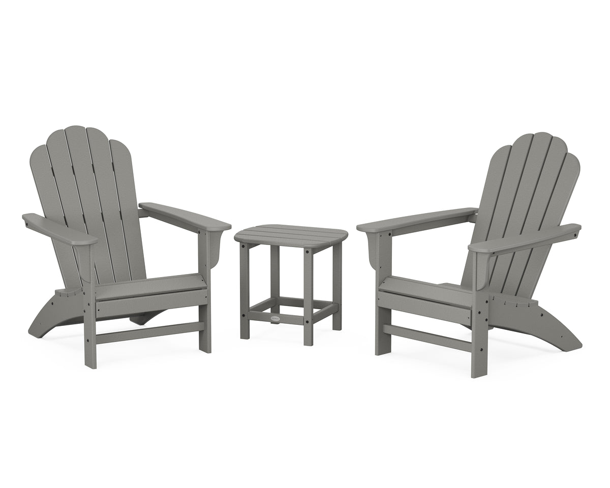 POLYWOOD Country Living Cottage Adirondack Chair 3-Piece Set in Slate Grey