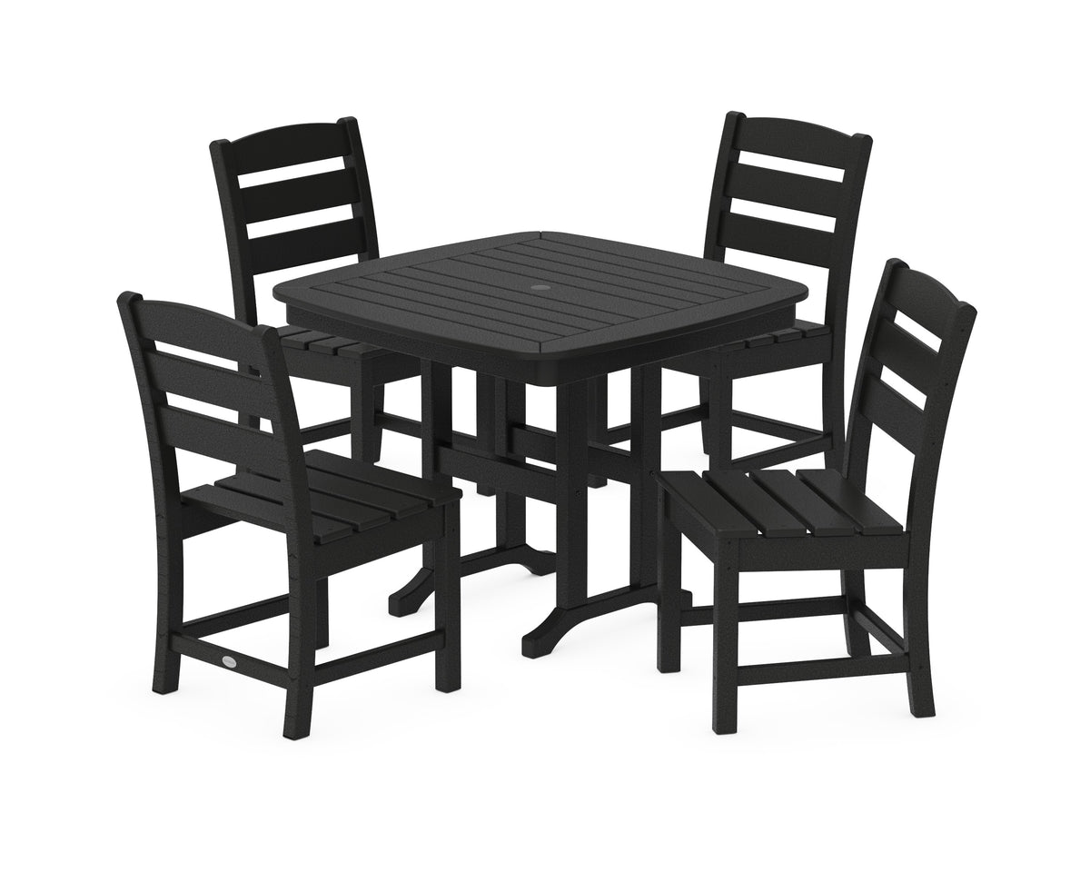 POLYWOOD Lakeside 5-Piece Side Chair Dining Set in Black