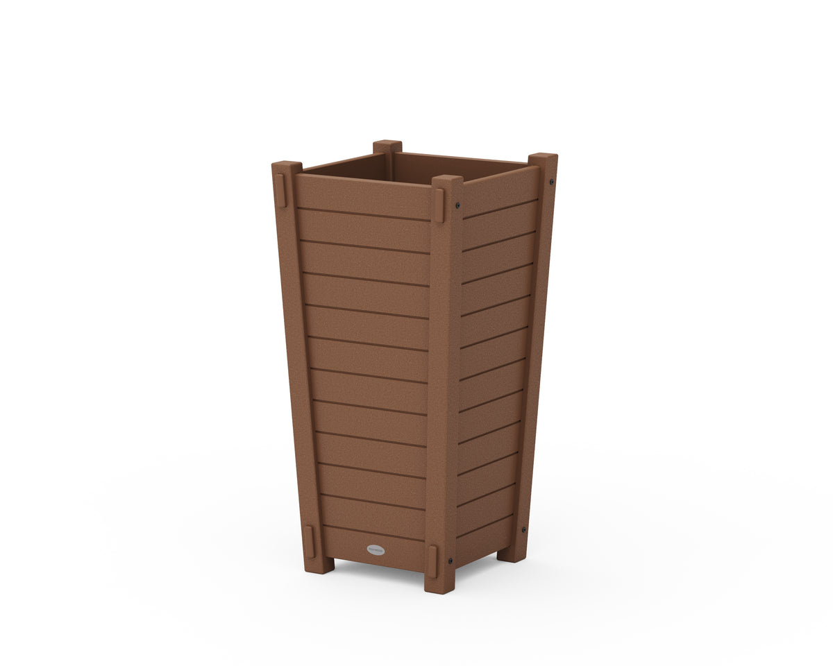 POLYWOOD Nautical Tapered Square Planter Box in Teak