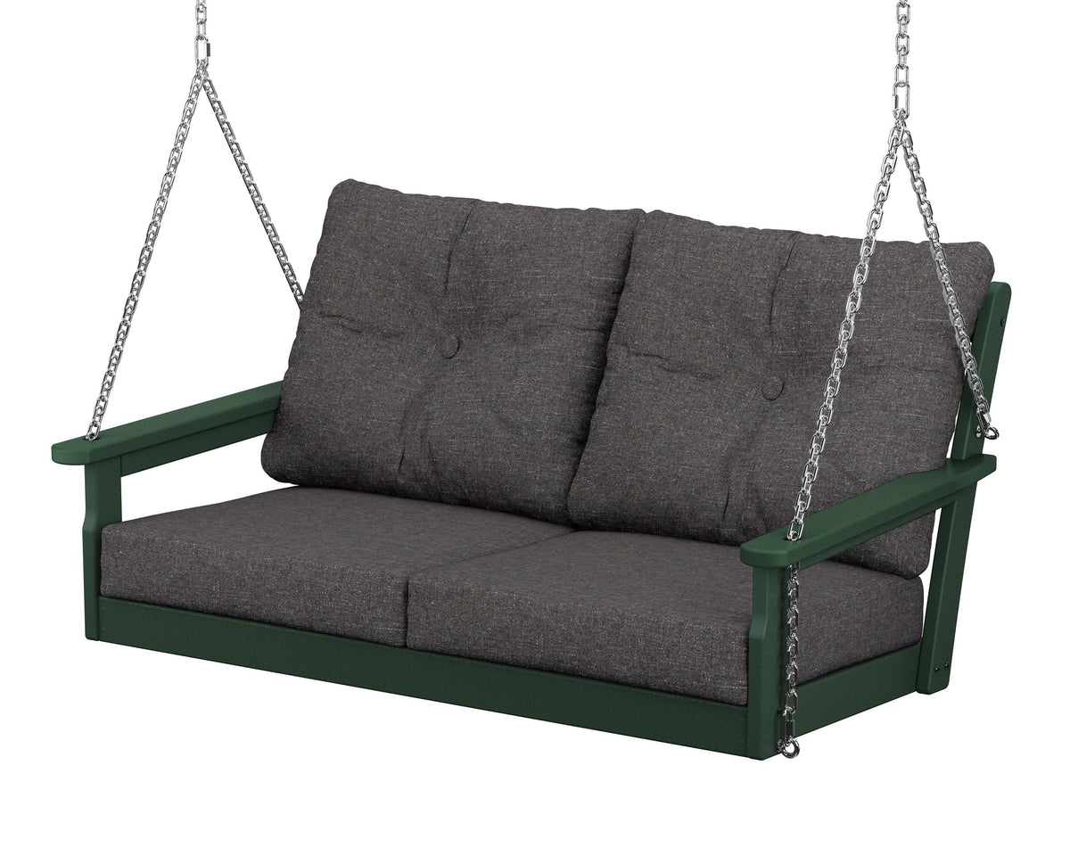 POLYWOOD Vineyard Deep Seating Swing in Green / Ash Charcoal