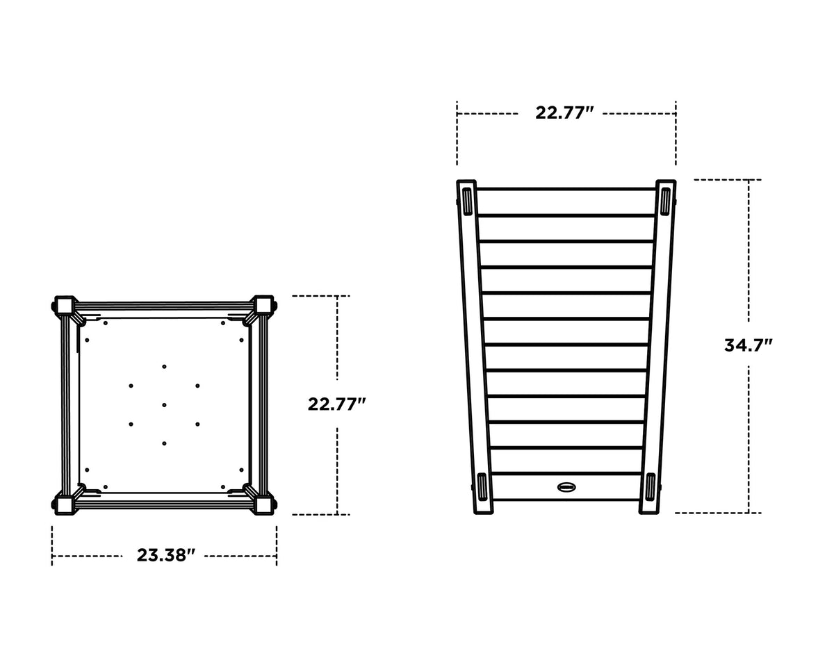POLYWOOD Nautical Large Tapered Square Planter Box dimensions