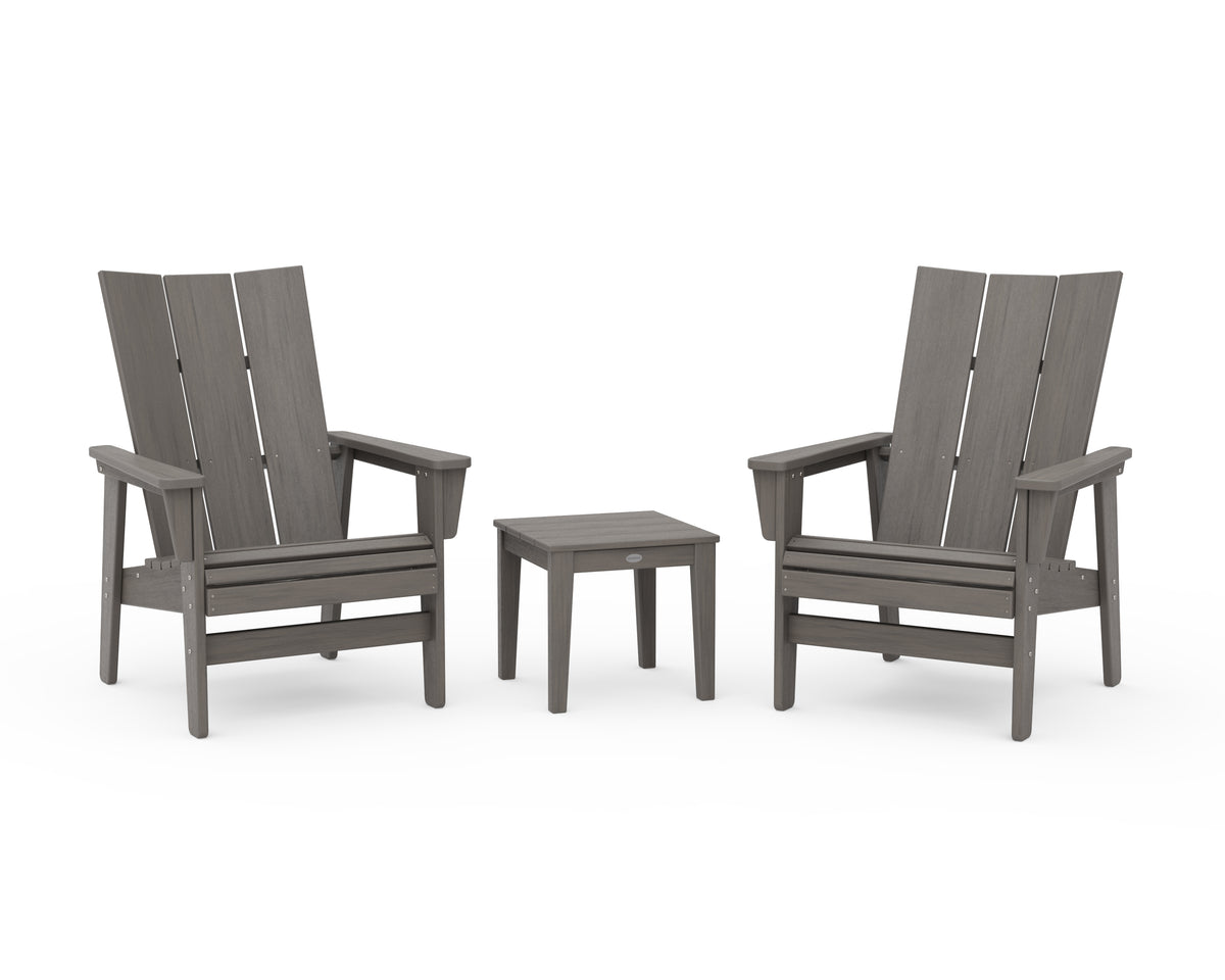POLYWOOD 3-Piece Modern Grand Upright Adirondack Set in Driftwood
