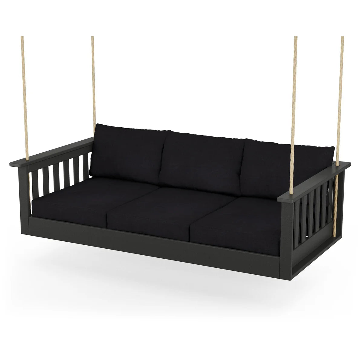 POLYWOOD Vineyard Daybed Swing in Black / Midnight Linen