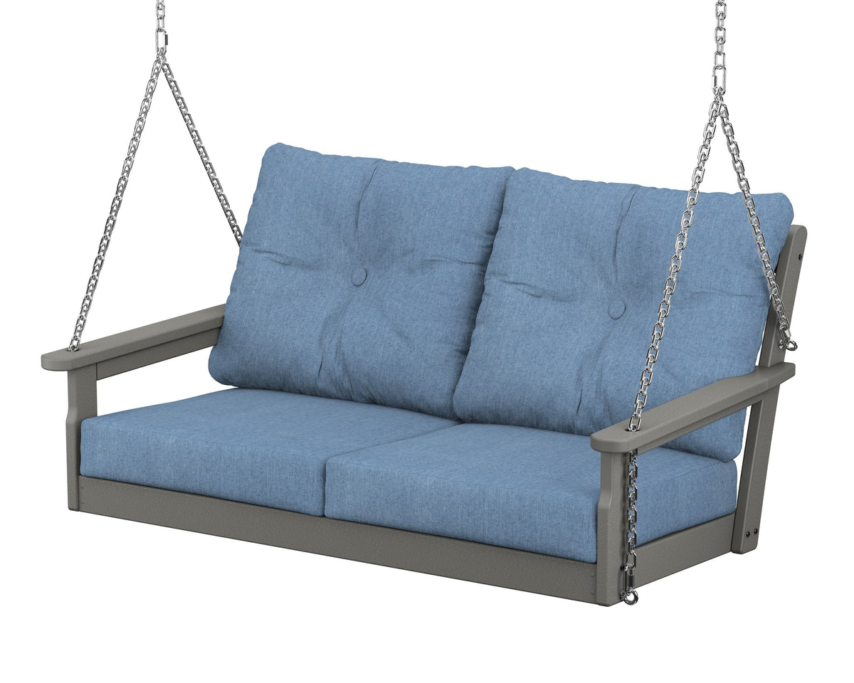 POLYWOOD Vineyard Deep Seating Swing in Slate Grey / Sky Blue